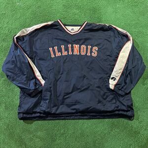 Vintage Russell Athletic Illinois Fighting Illini Pullover Windbreaker Jacket XL